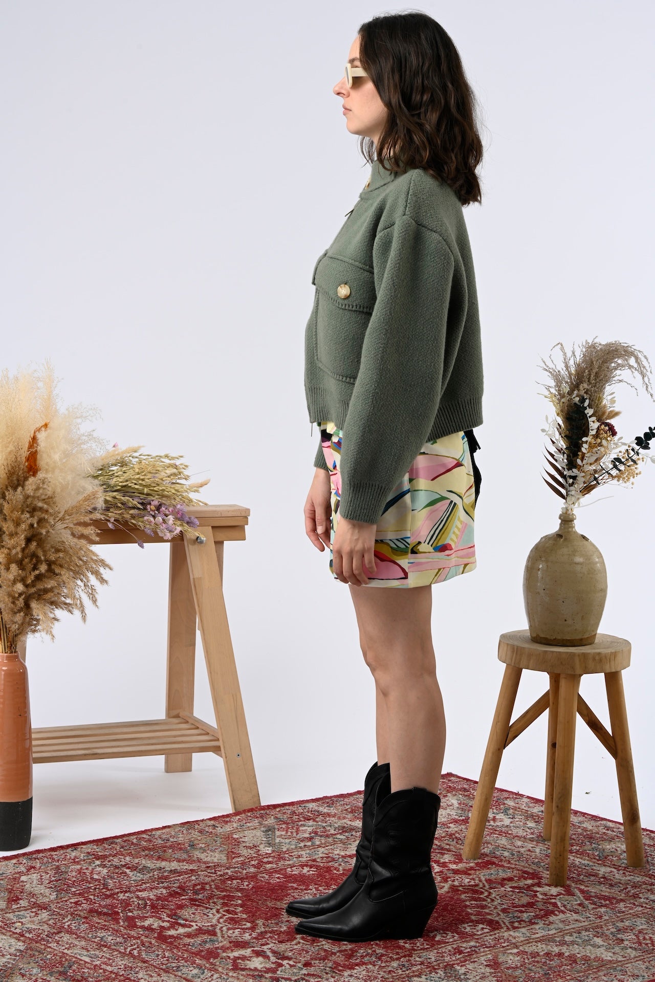 ORFEO Khaki Knitted Zip Up