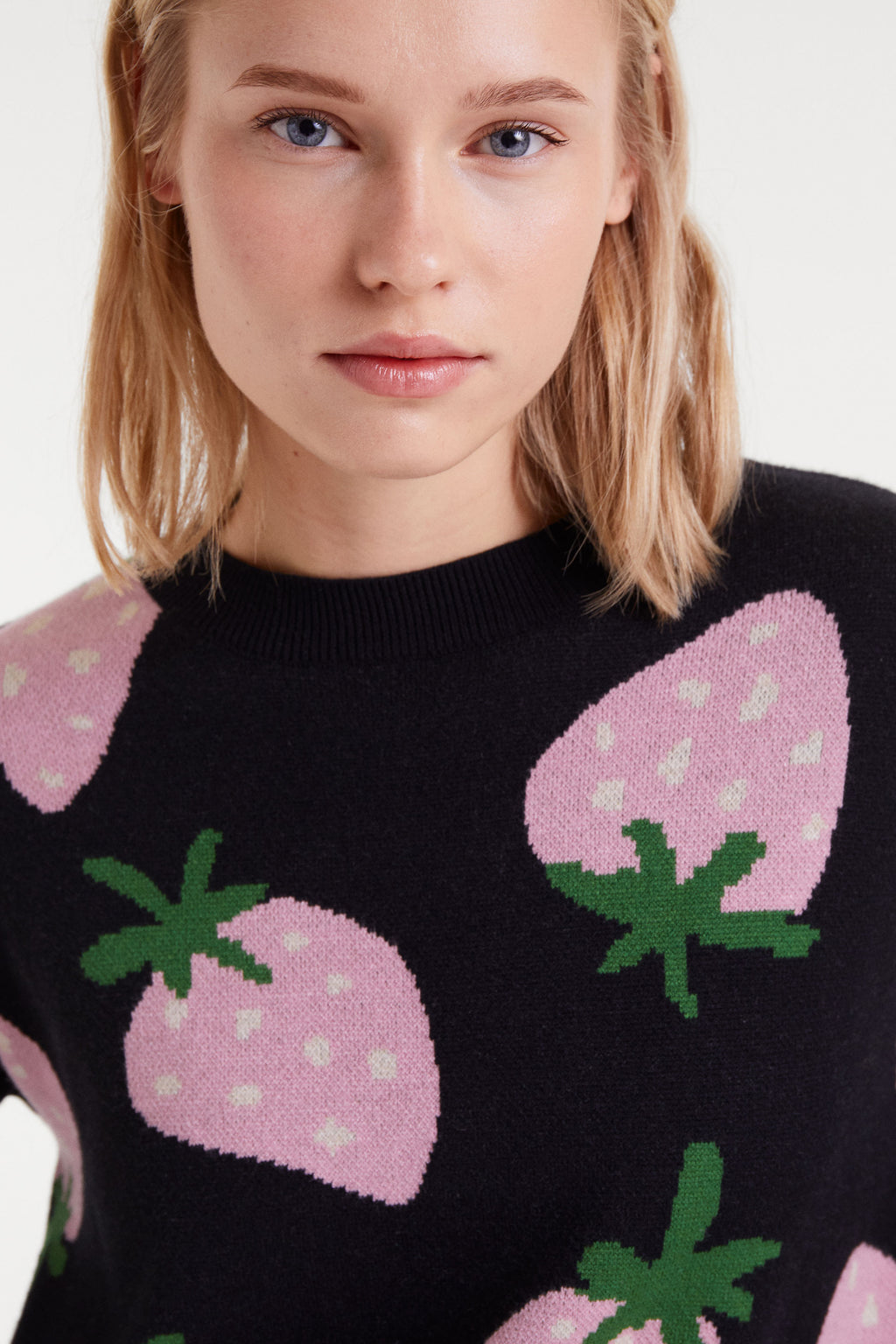 Black Jumper with Strawbery Print