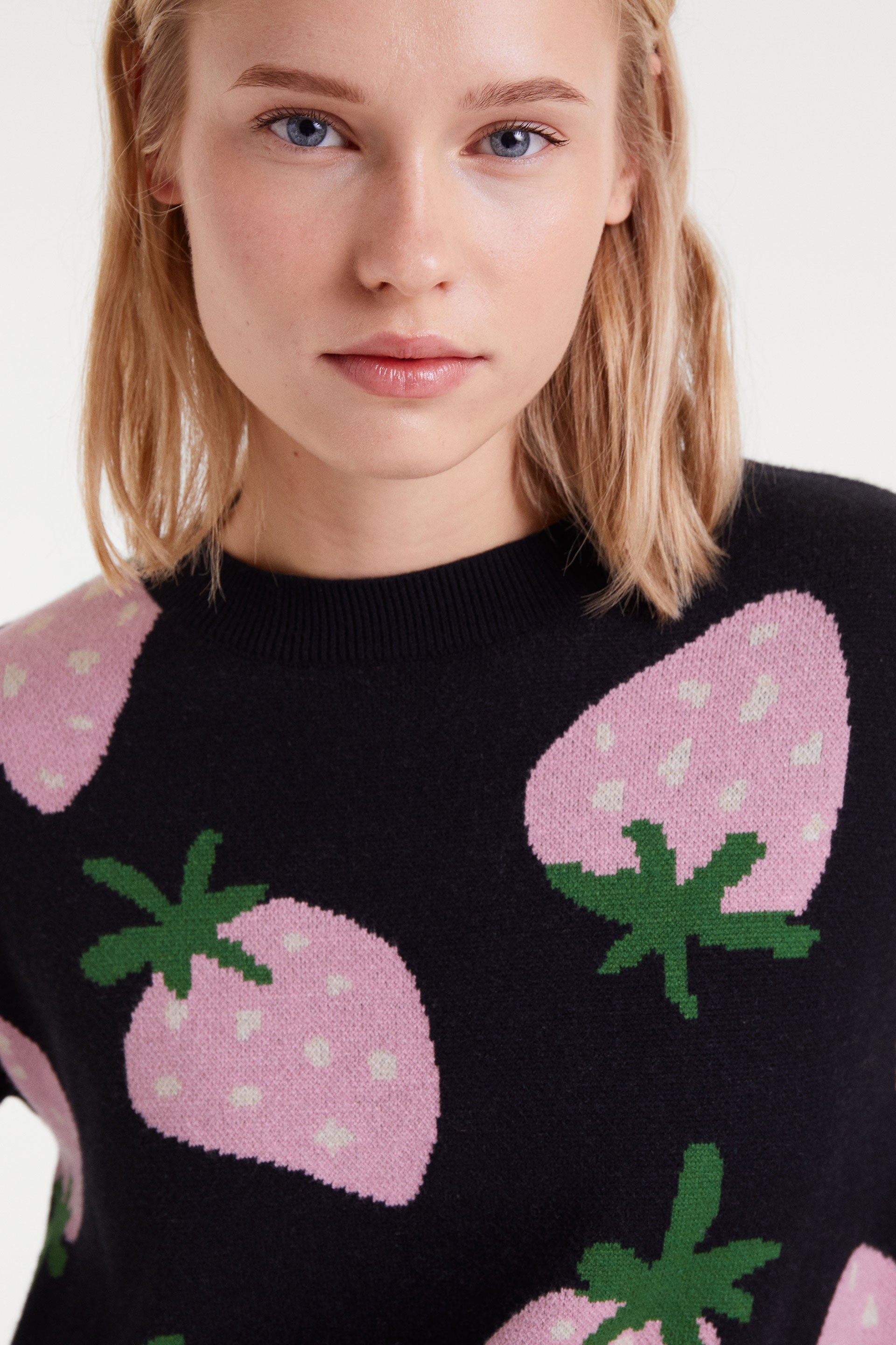 Black Jumper with Strawbery Print