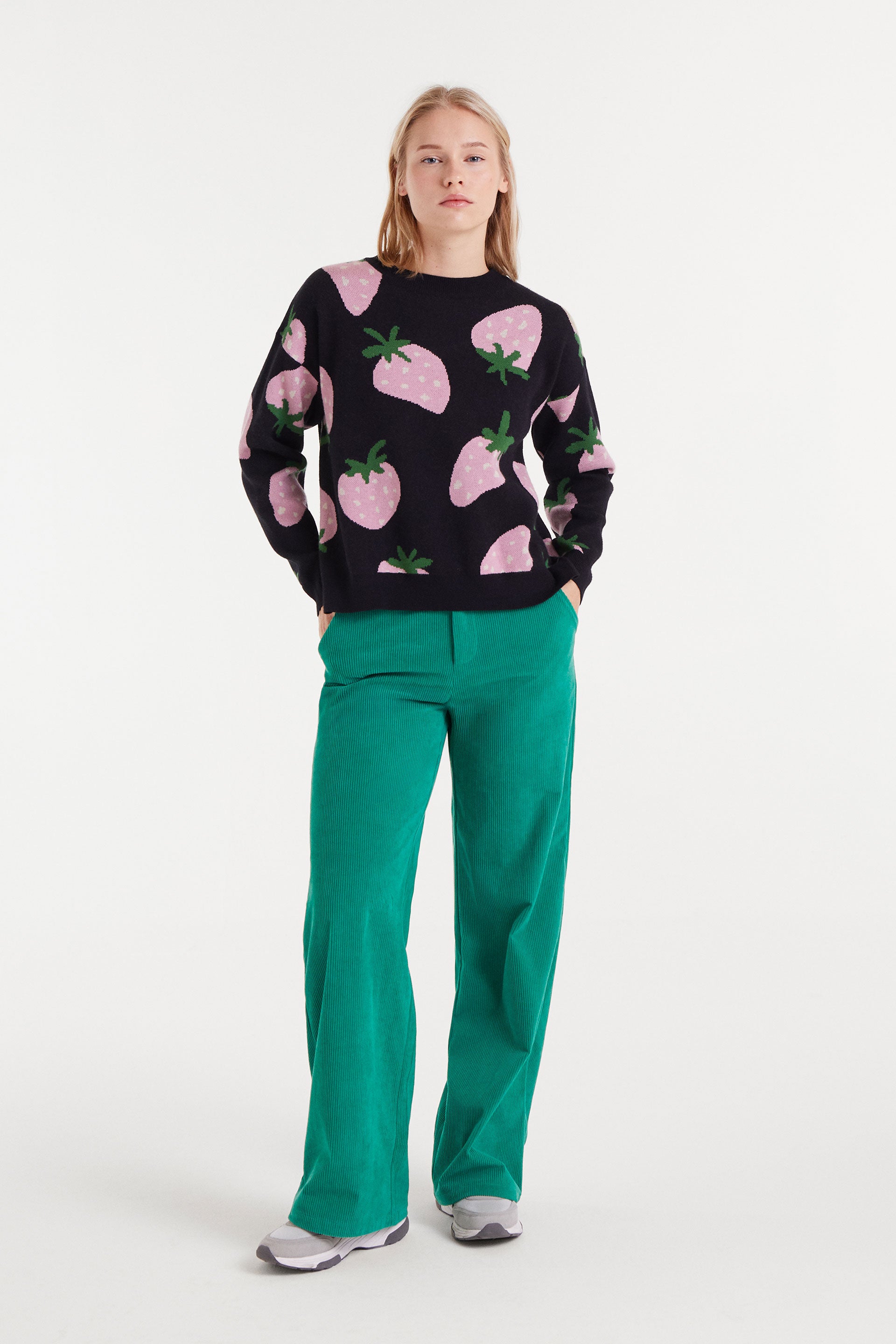 Black Jumper with Strawbery Print