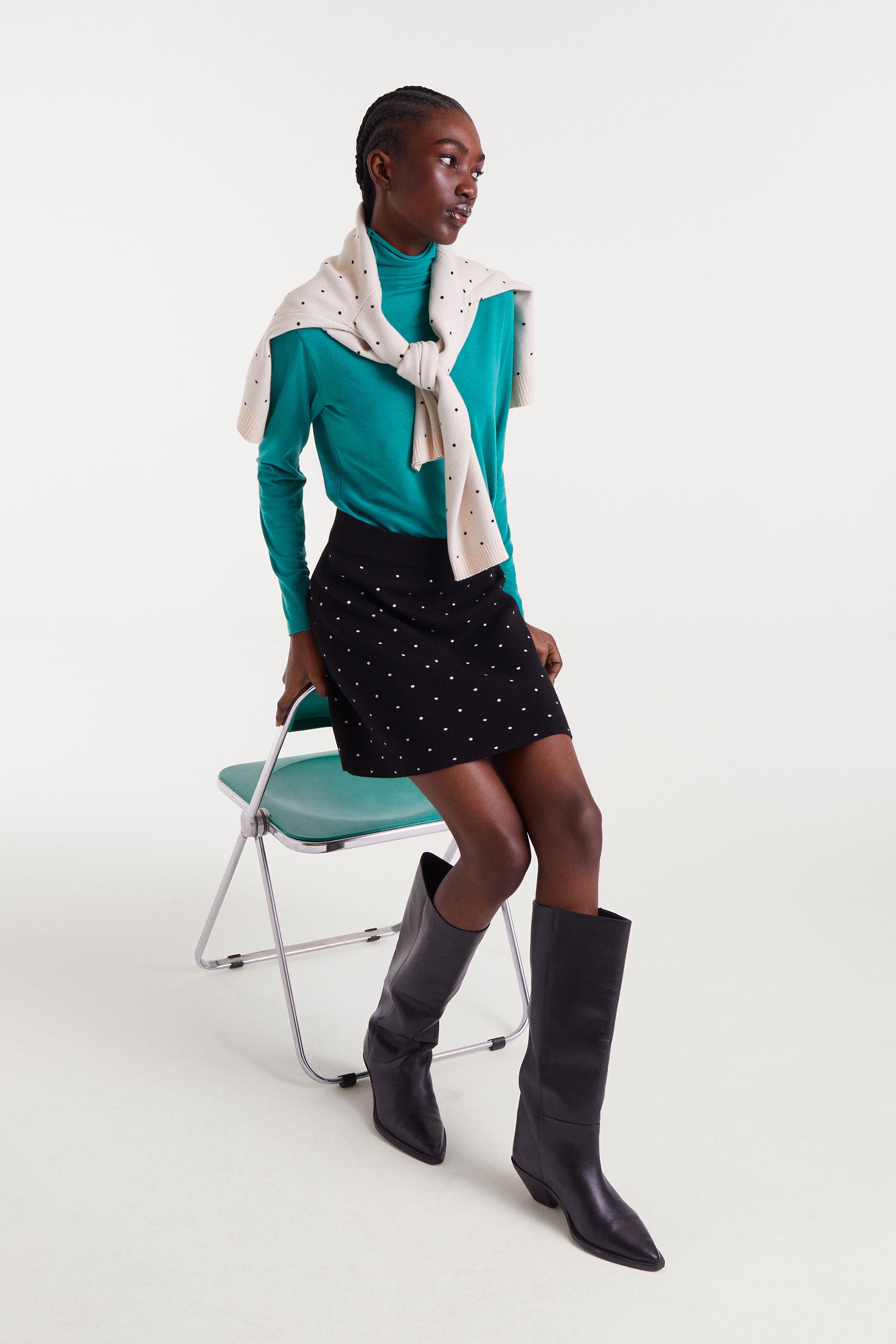 Black Polka Dot Mini Skirt