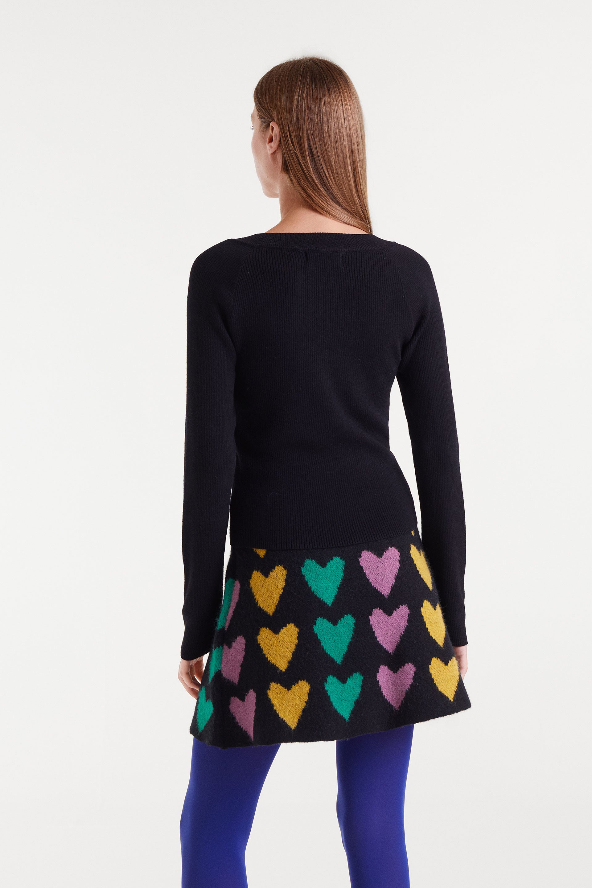 Black V-Neck Ribbed Sweater