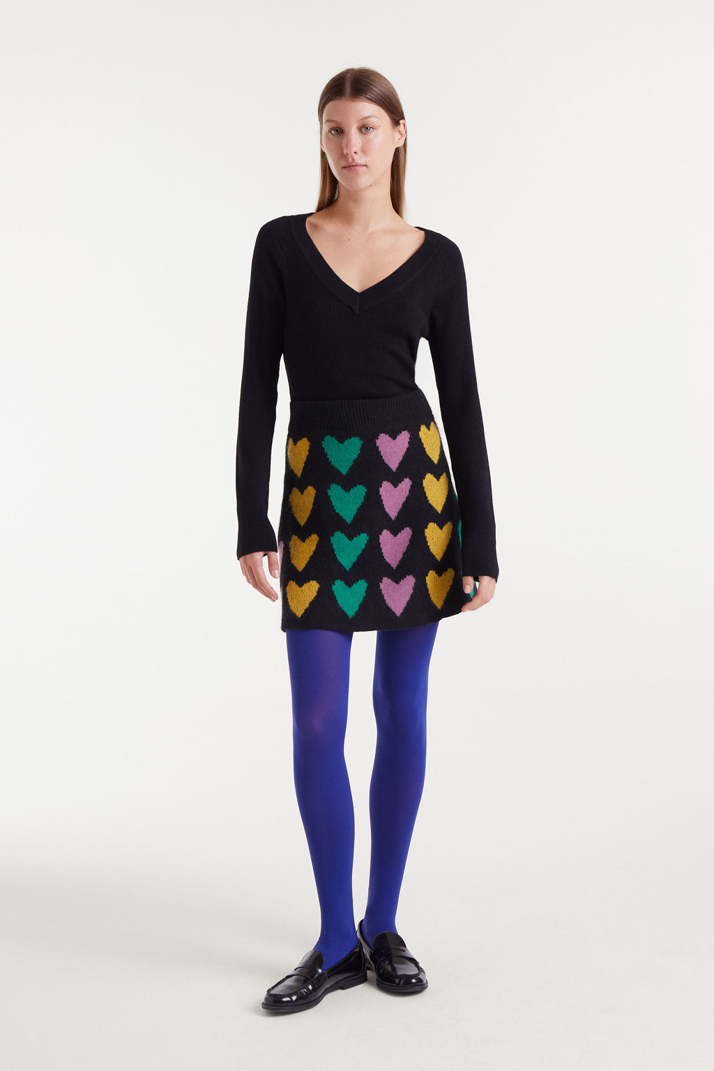 Black V-Neck Ribbed Sweater