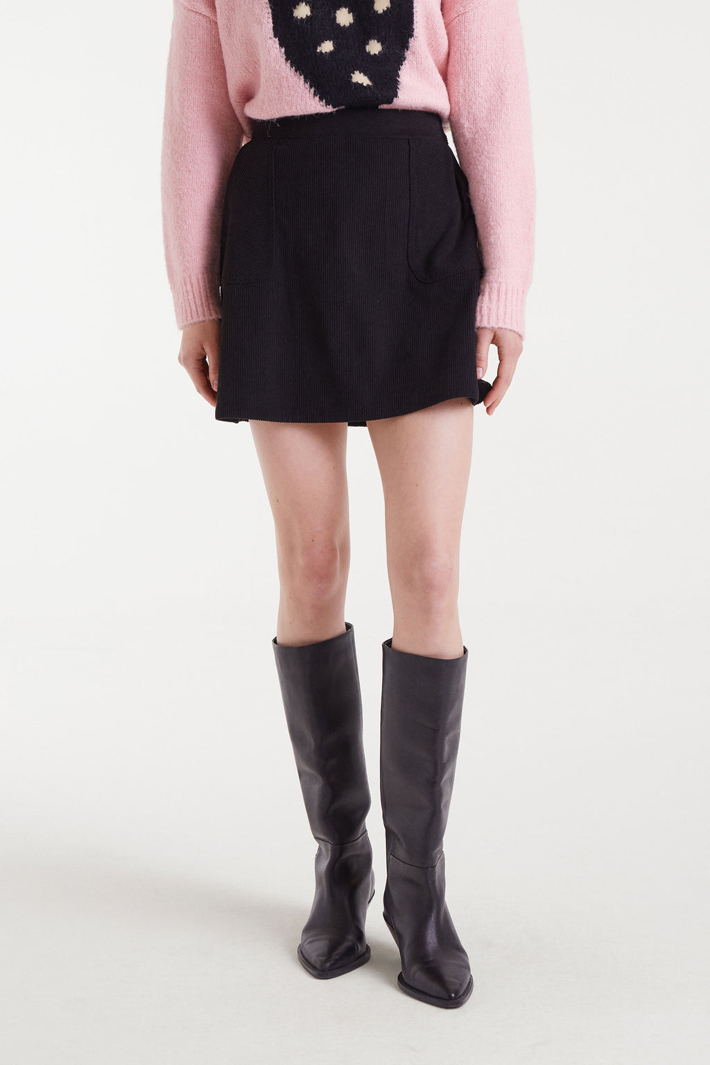 Black Corduroy Mini Skirt