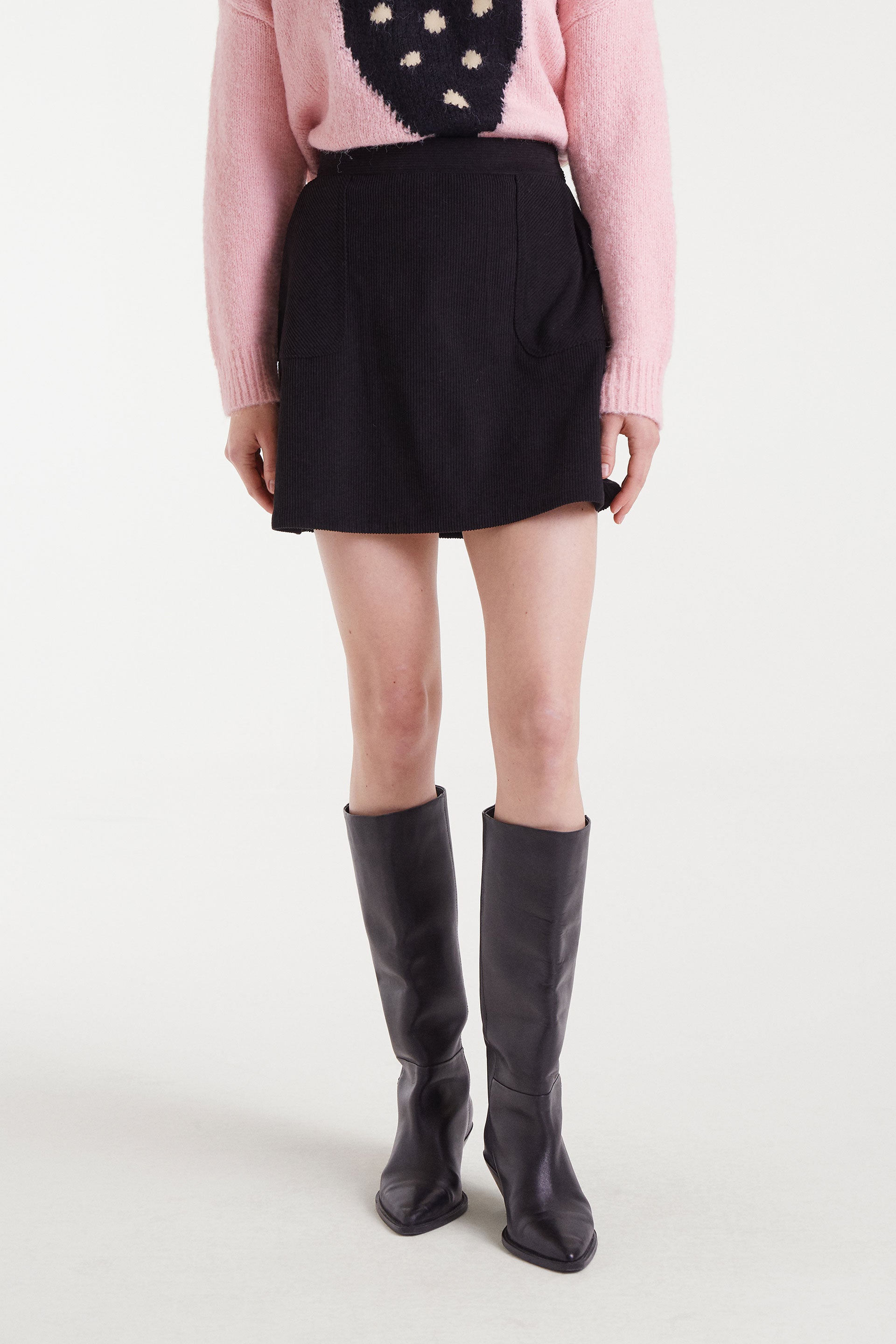 Black Corduroy Mini Skirt