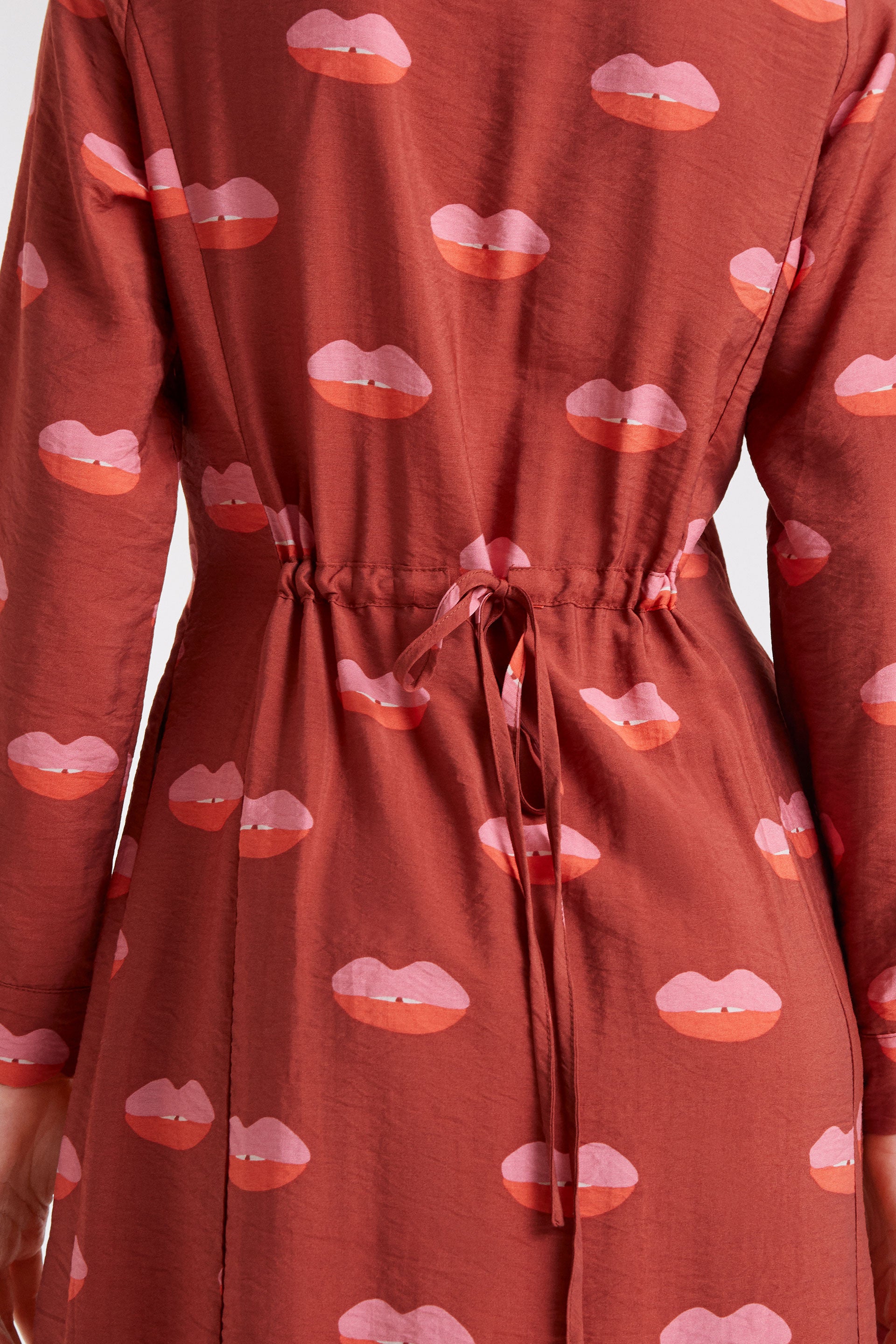 Rust Red Lips Print Dress
