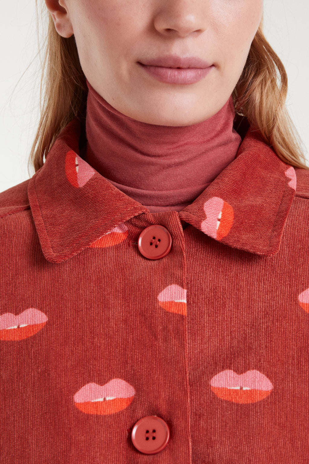 Rusted Red Lip Print Jacket