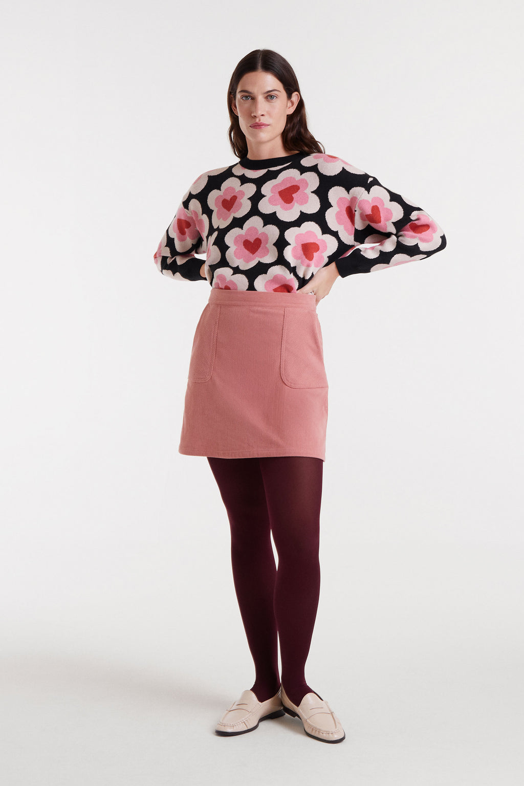 Dusted Pink Corduroy Mini Skirt