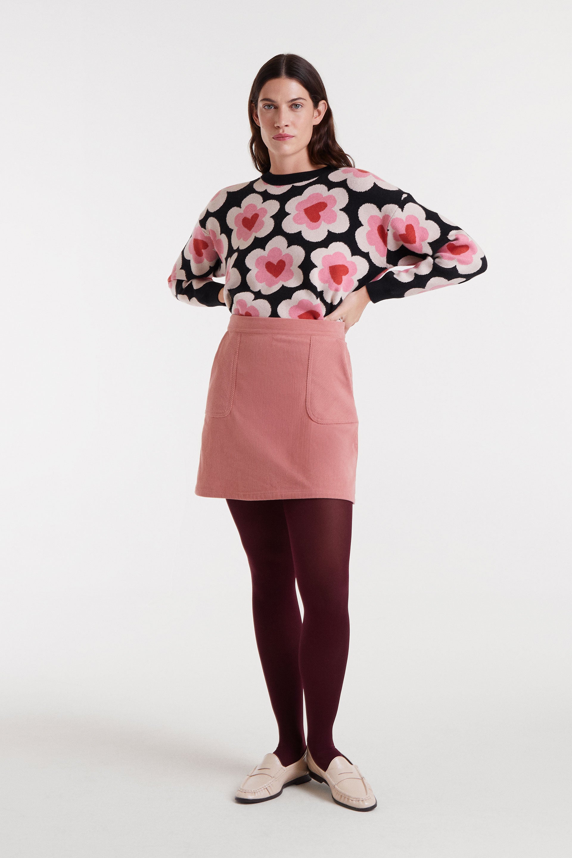 Dusted Pink Corduroy Mini Skirt