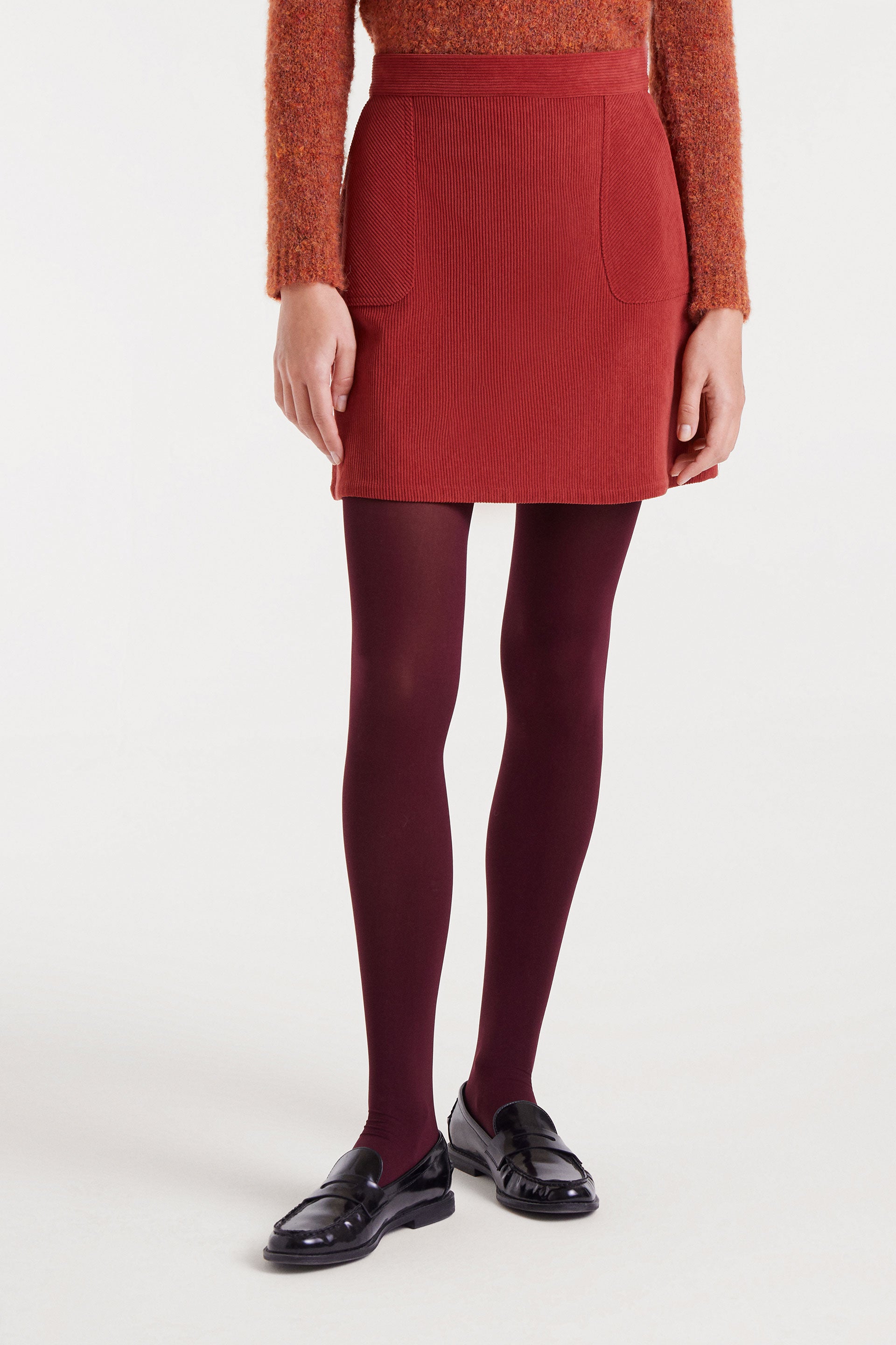 Rusted Red Corduroy Mini Skirt