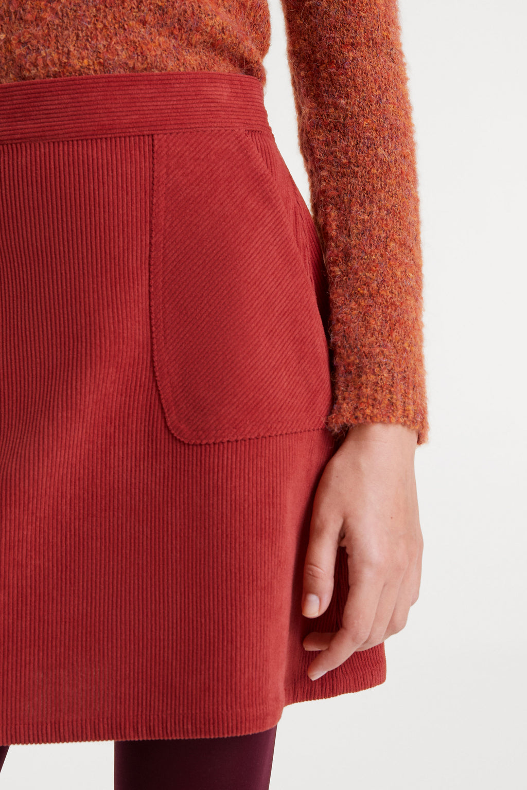 Rusted Red Corduroy Mini Skirt