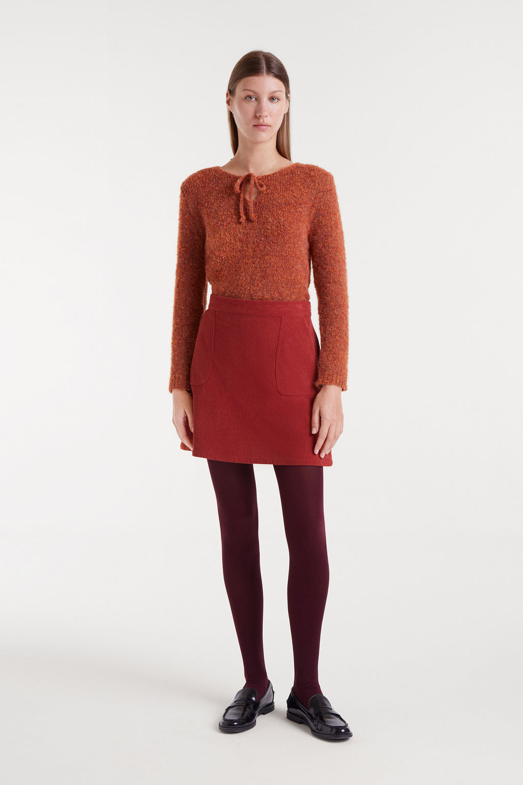 Rusted Red Corduroy Mini Skirt