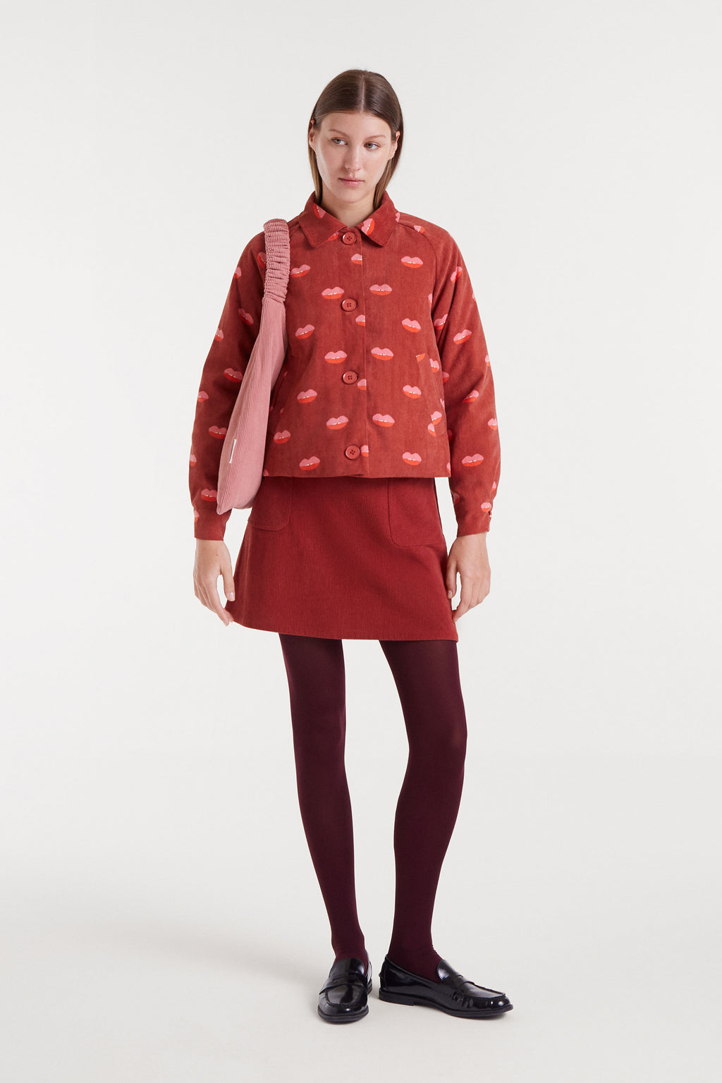 Rusted Red Corduroy Mini Skirt