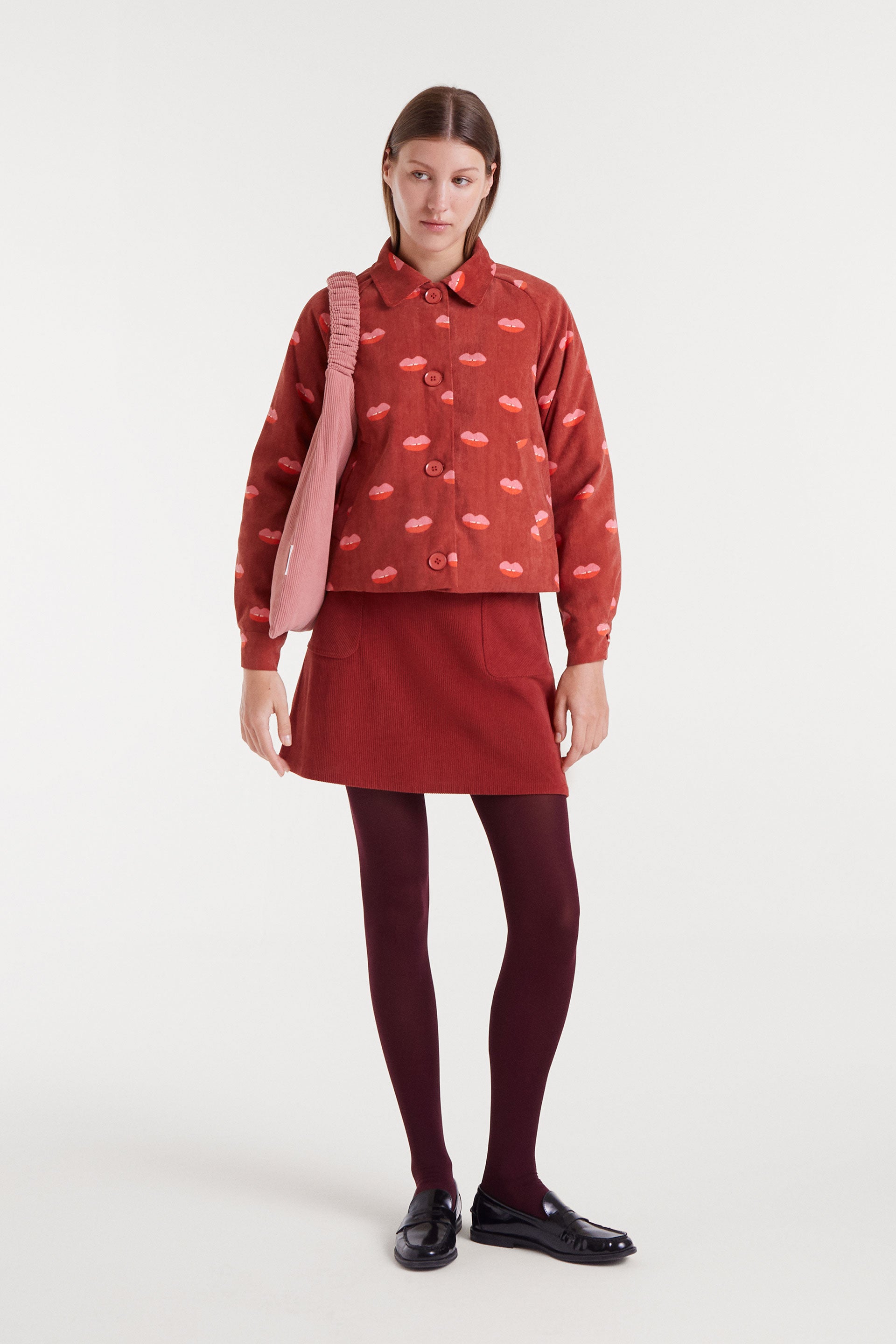 Rusted Red Corduroy Mini Skirt