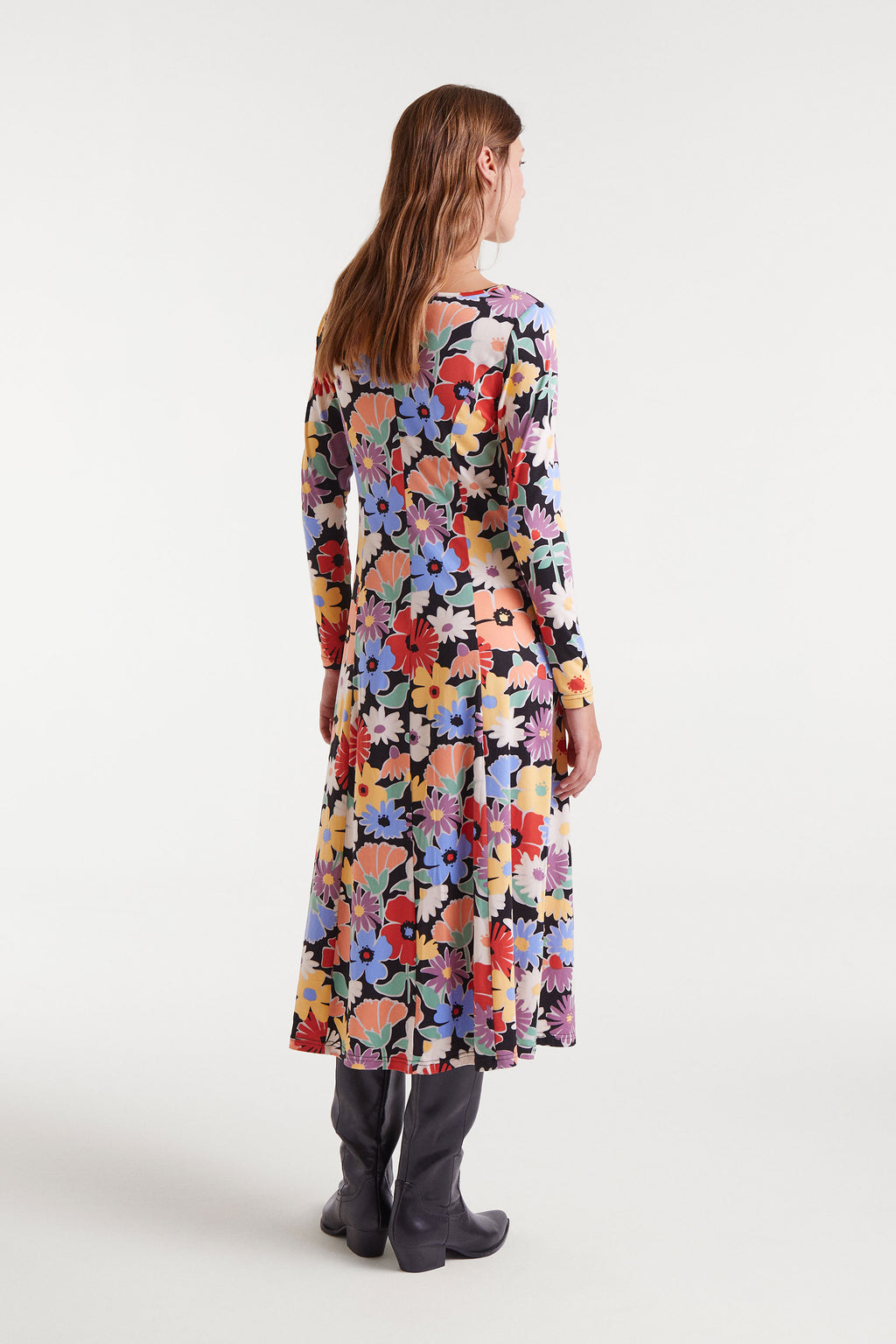 Long Sleeve Strechy Floral Dress