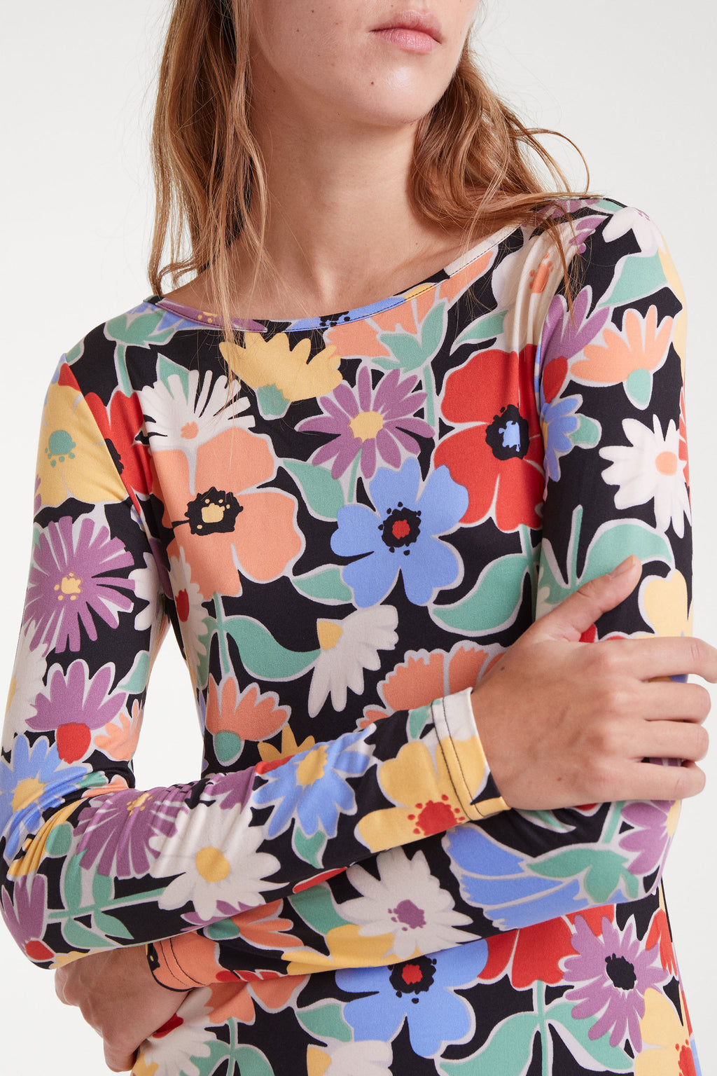Long Sleeve Strechy Floral Dress