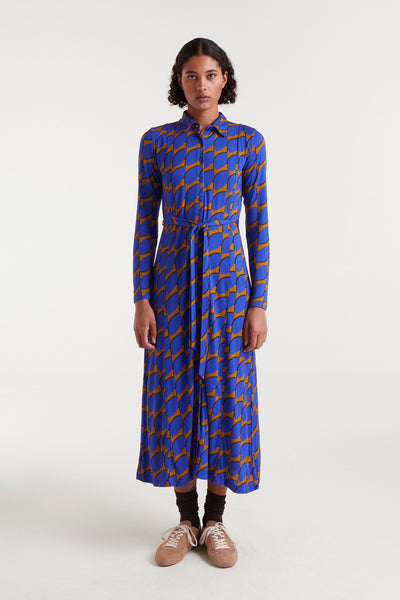 Long Blue and Mustard Dress