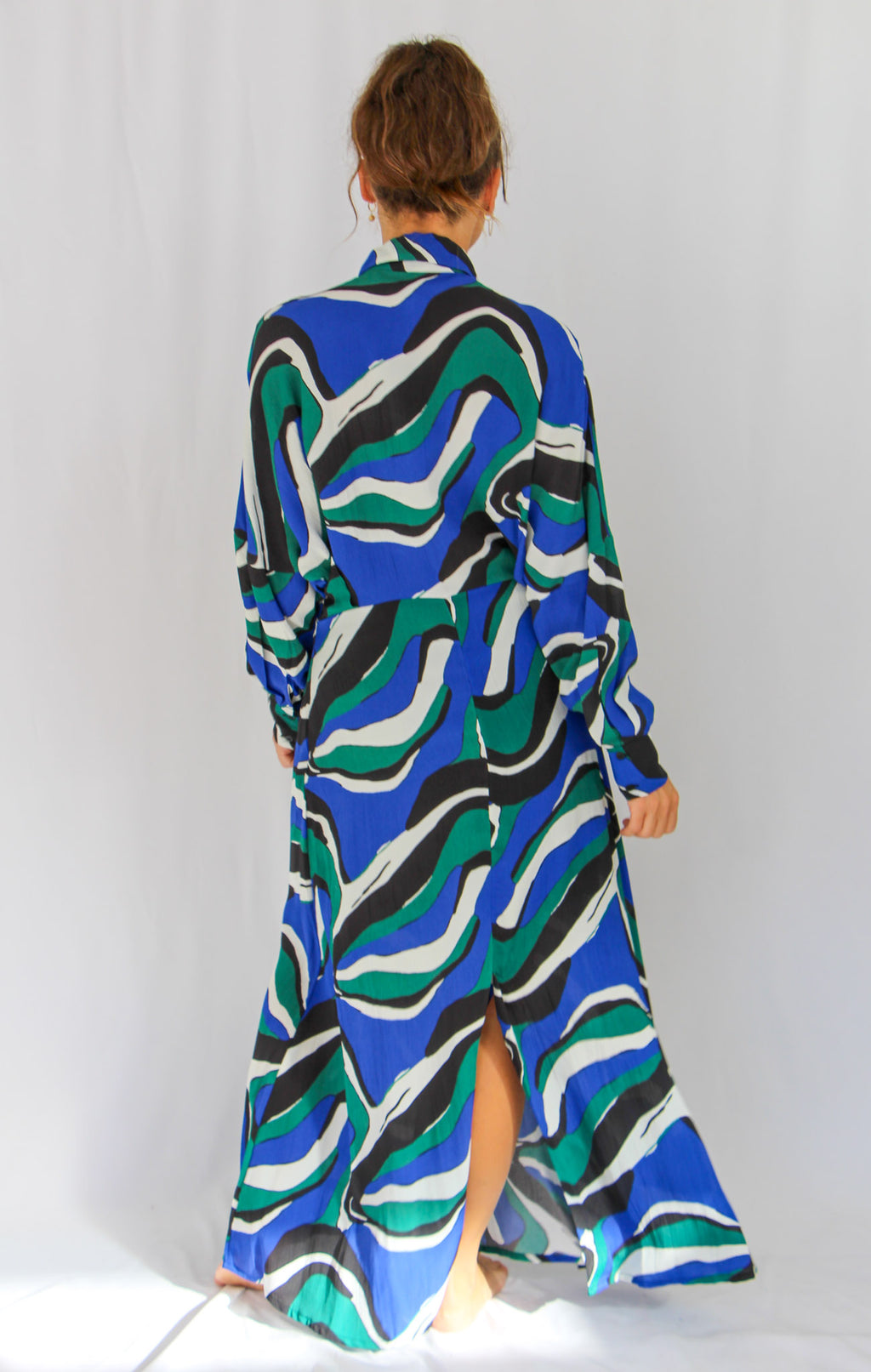 Wave Print Maxi Dress