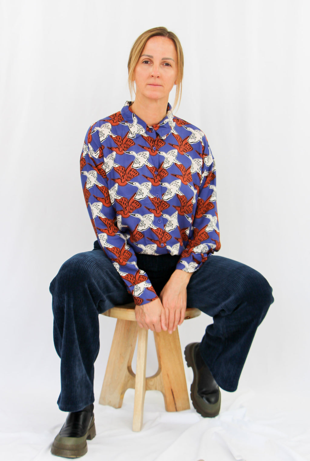 Birds Patern Long Sleeve Shirt