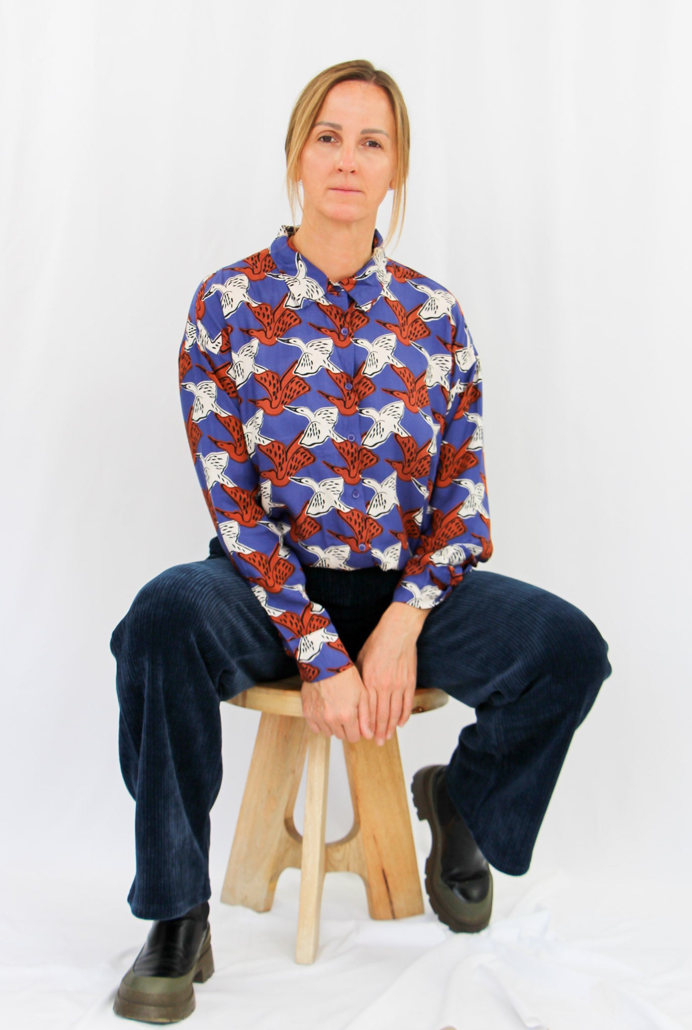 Birds Patern Long Sleeve Shirt