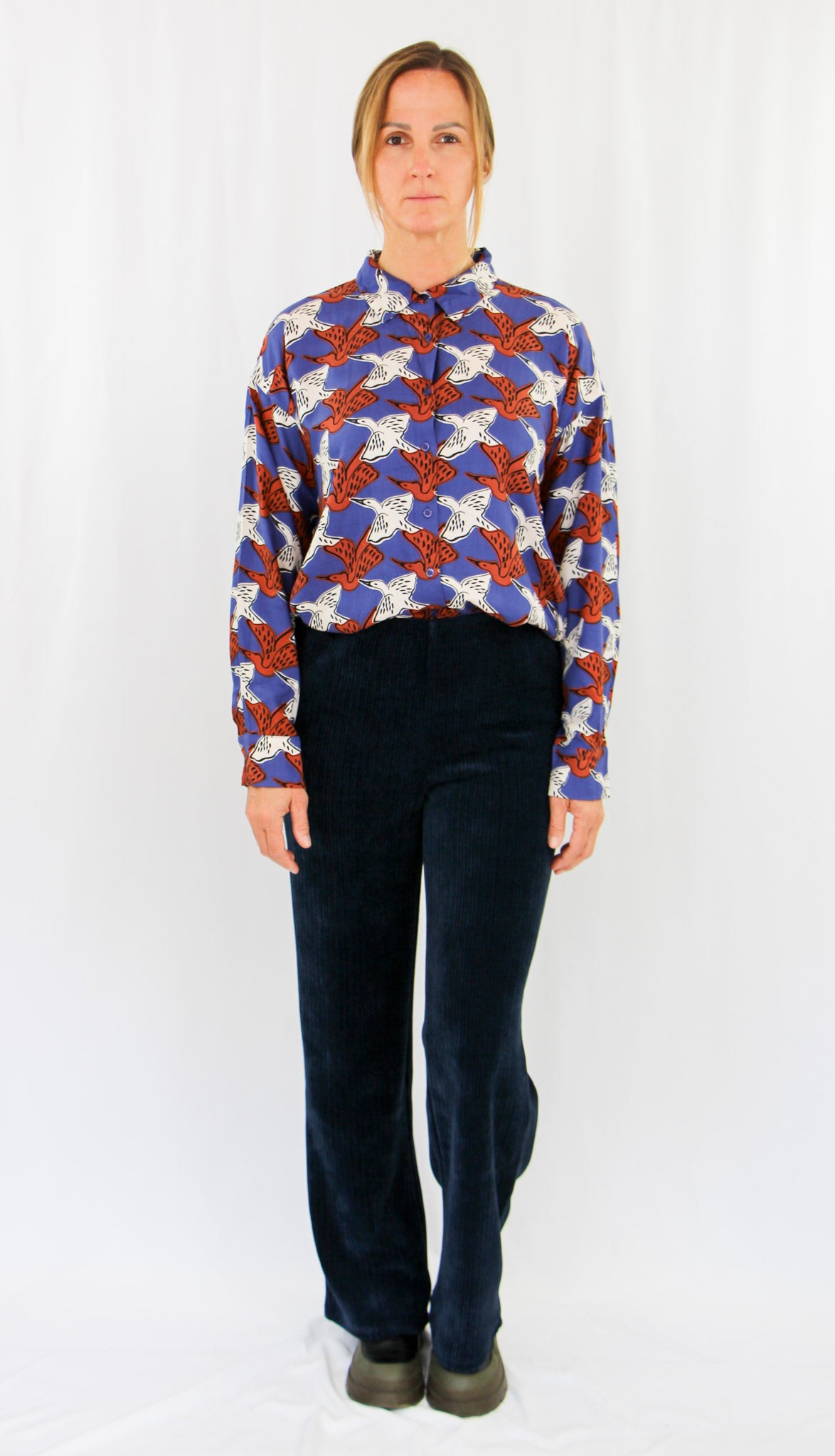 Birds Patern Long Sleeve Shirt