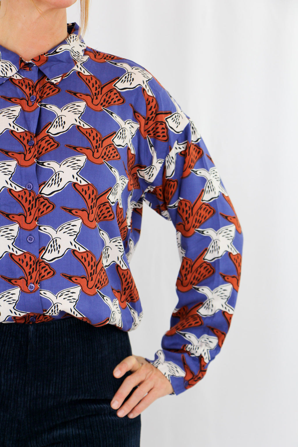 Birds Patern Long Sleeve Shirt