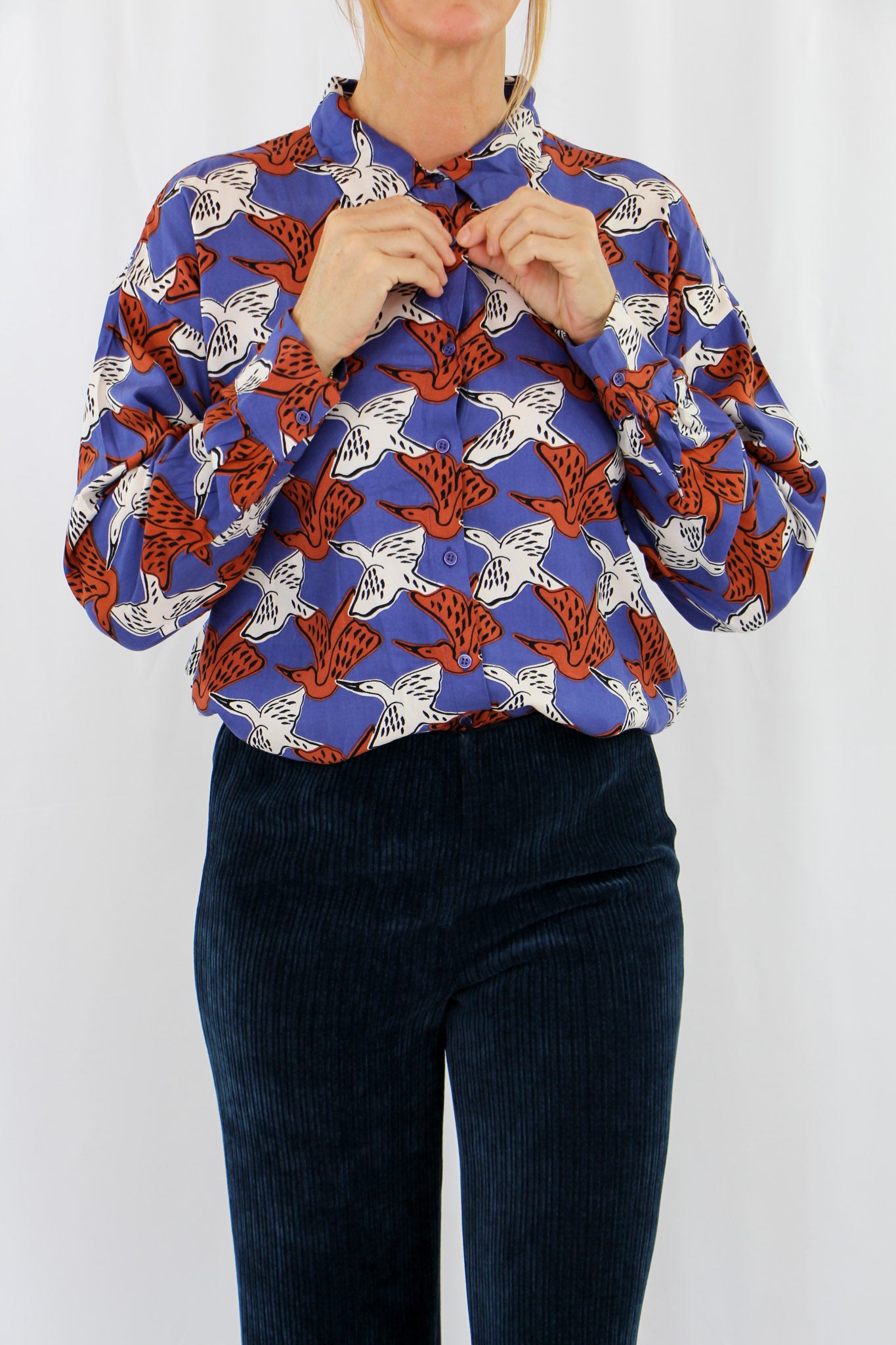 Birds Patern Long Sleeve Shirt