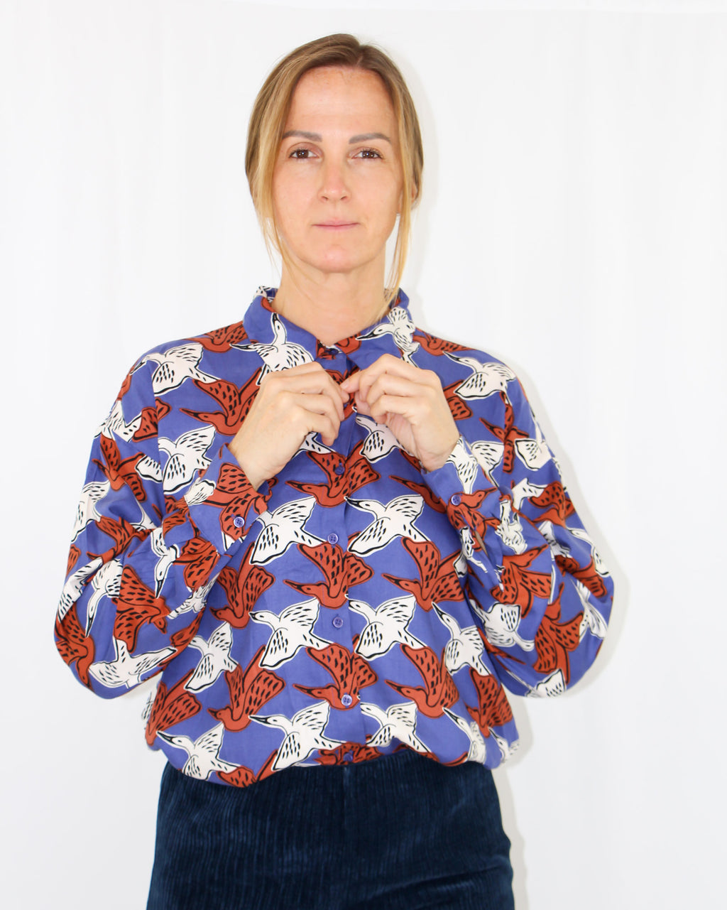 Birds Patern Long Sleeve Shirt