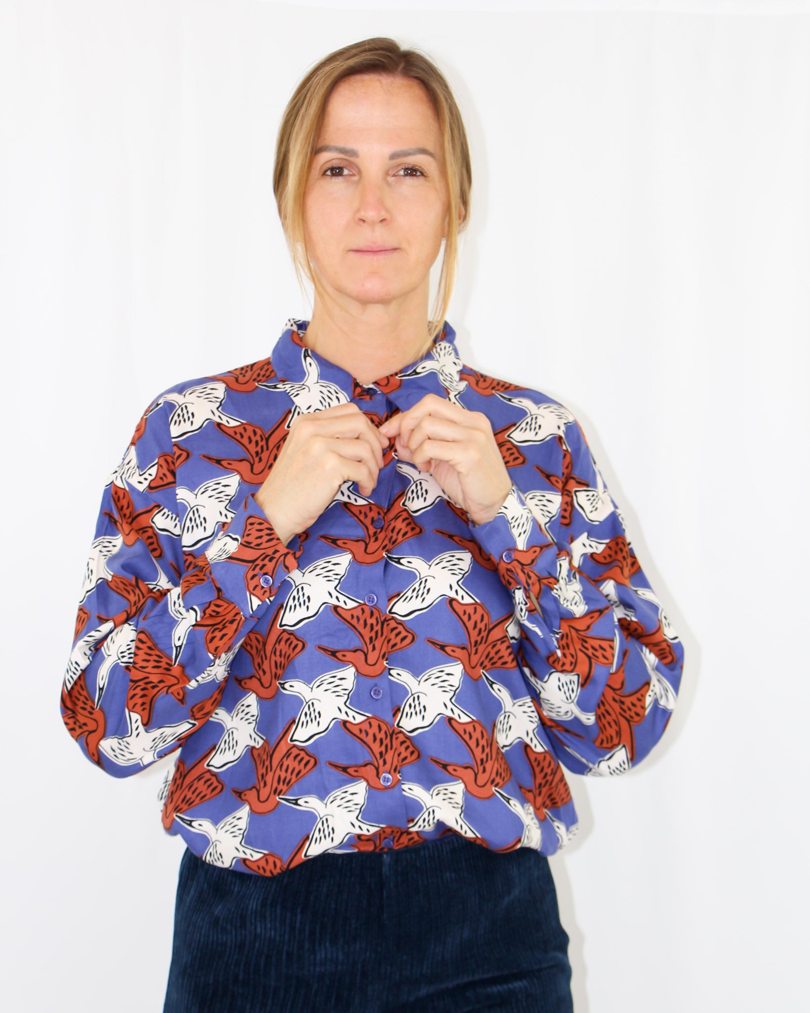 Birds Patern Long Sleeve Shirt