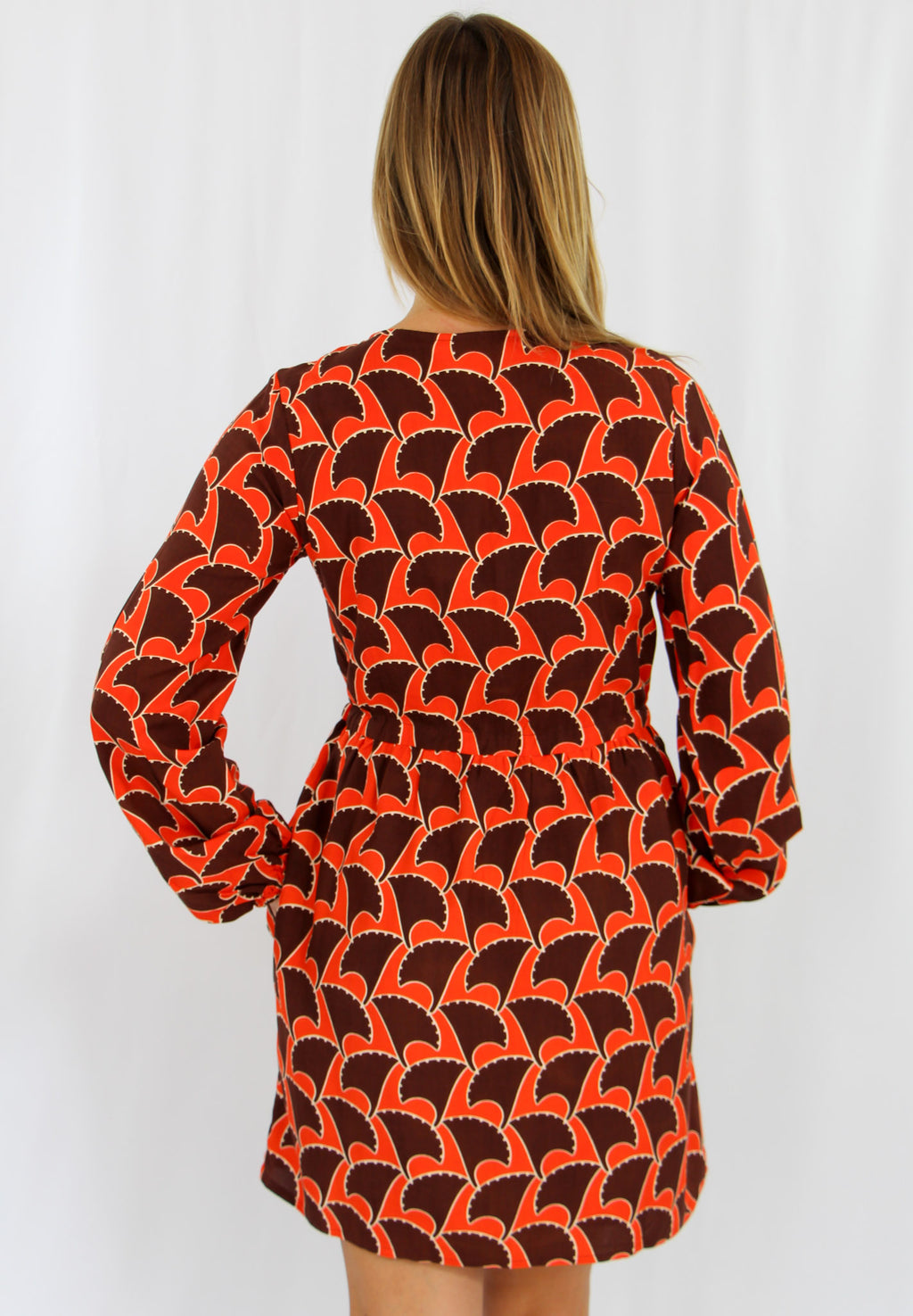 Brown and Orange Midi Dres