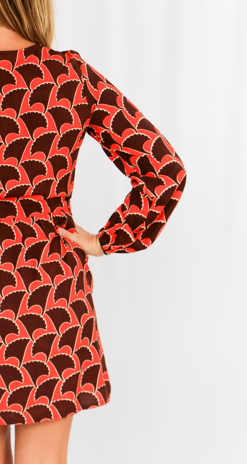 Brown and Orange Midi Dres