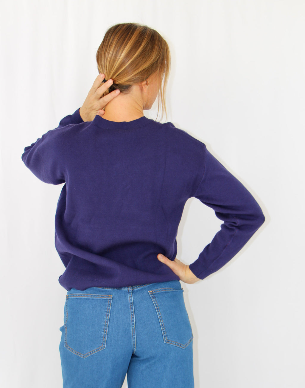 Blue Jumper with Pink Cat