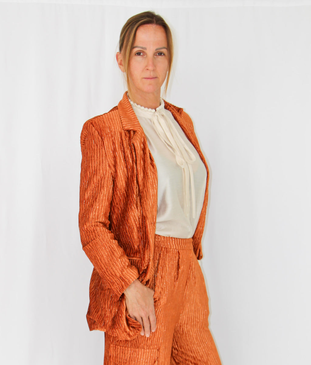 NKN Burnt Copper Velvet Blazer