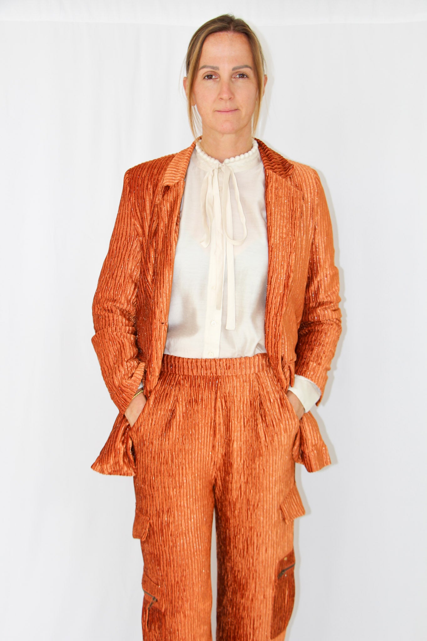 NKN Burnt Copper Velvet Blazer