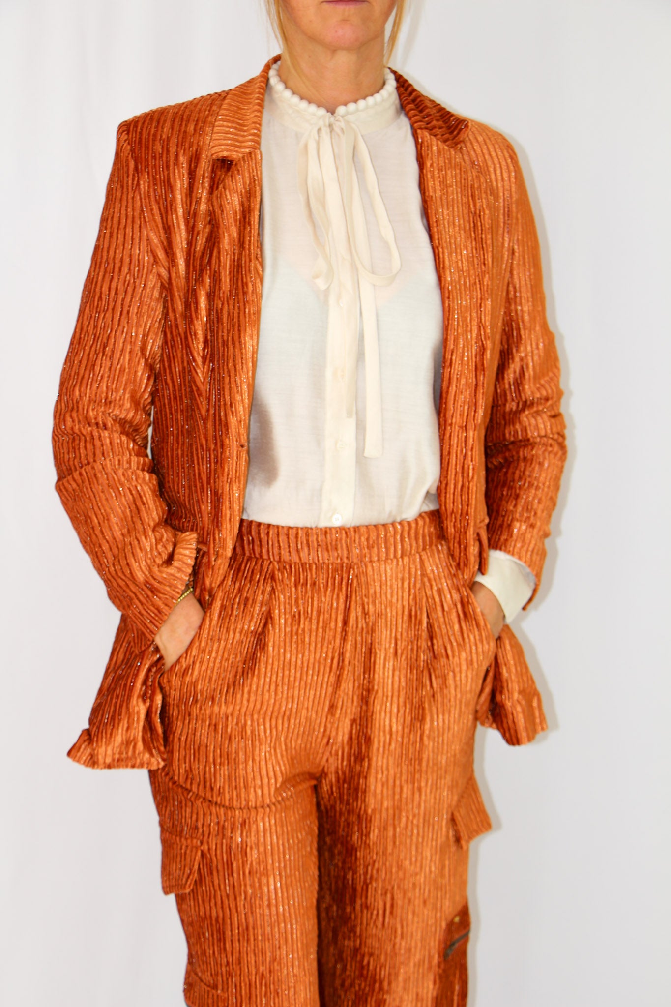 NKN Burnt Copper Velvet Blazer