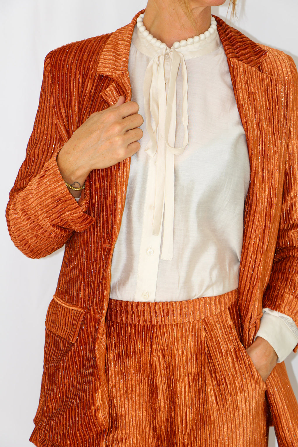 NKN Burnt Copper Velvet Blazer