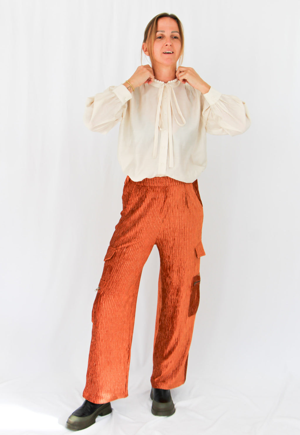 NKN Burnt Copper Velvet Pants