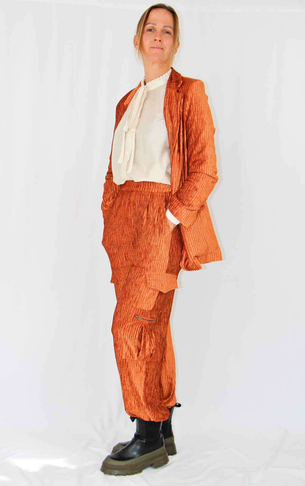 NKN Burnt Copper Velvet Pants