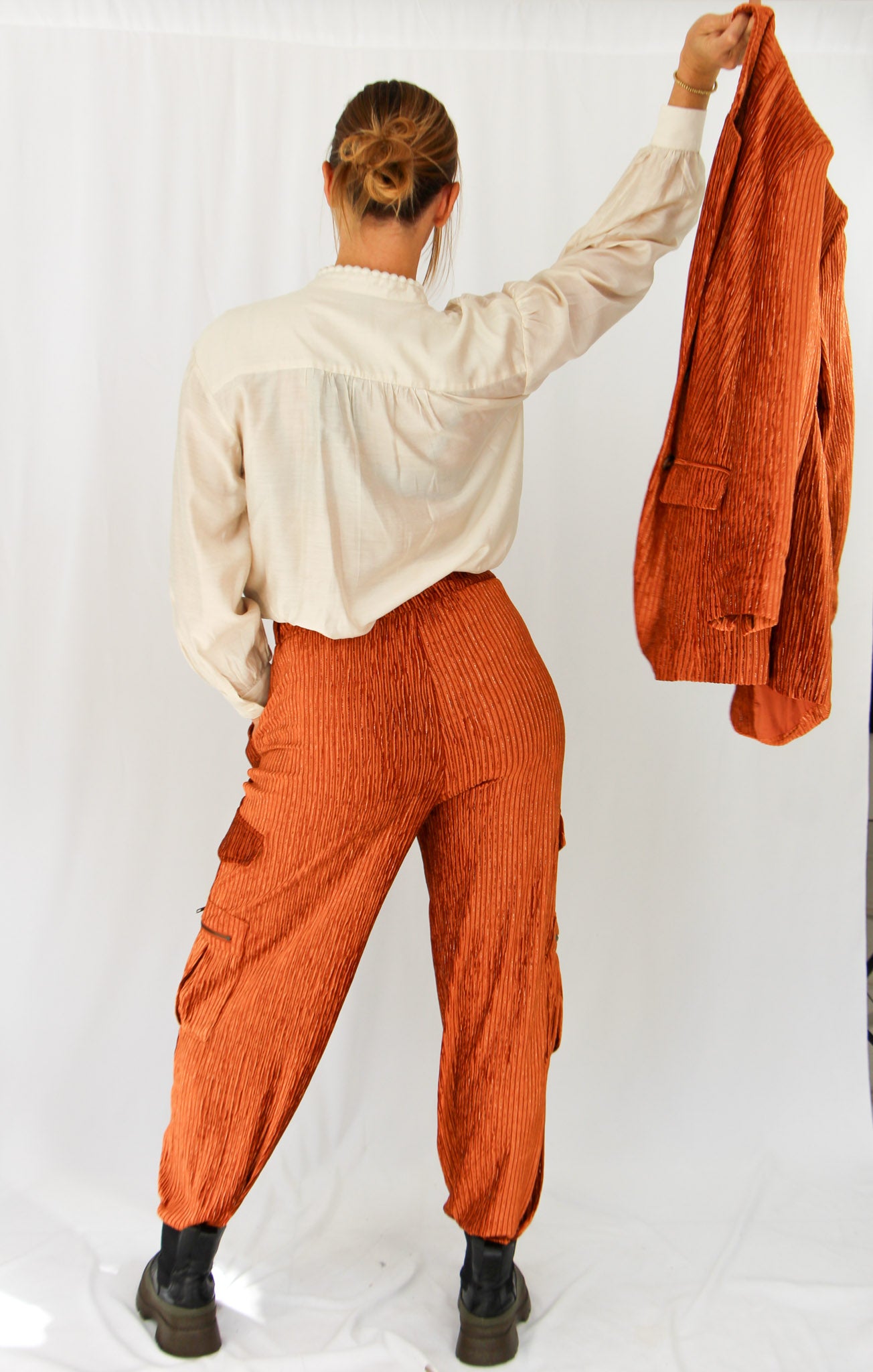 NKN Burnt Copper Velvet Blazer