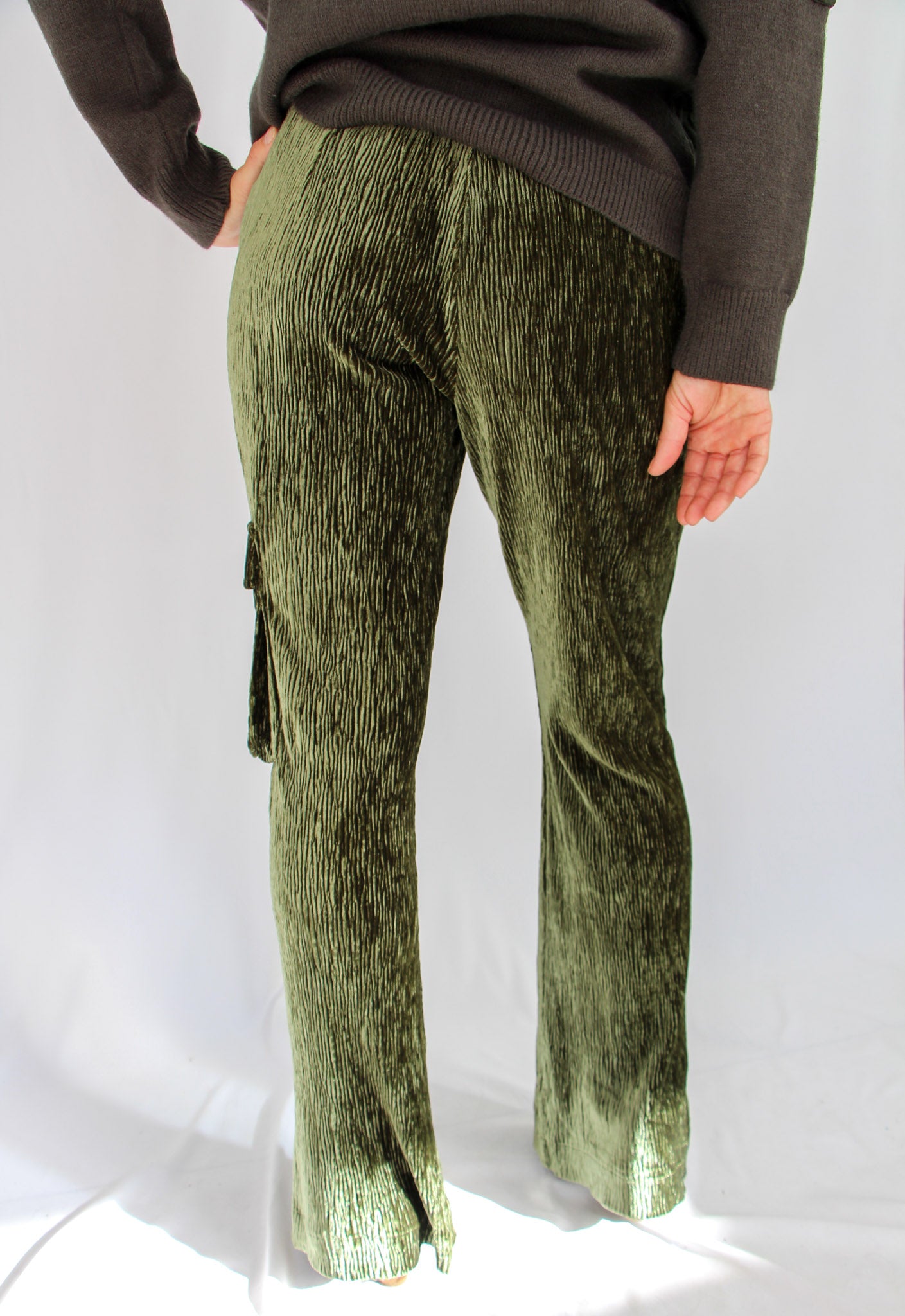 NKN Bottle Green Velvet Pants