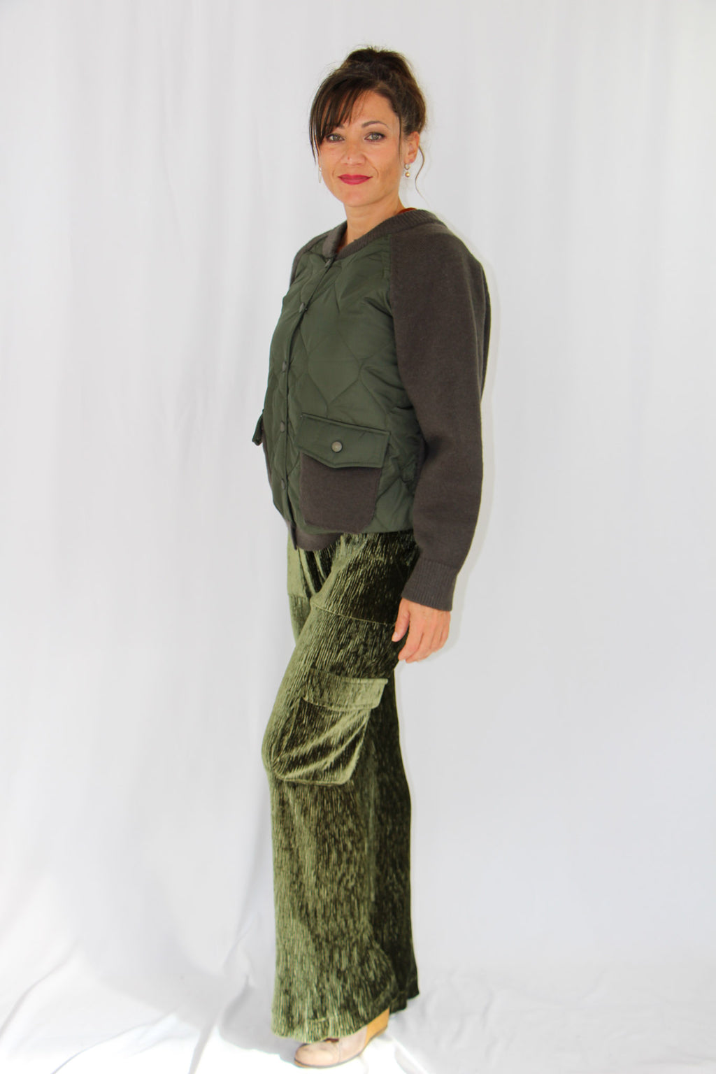 NKN Bottle Green Velvet Pants