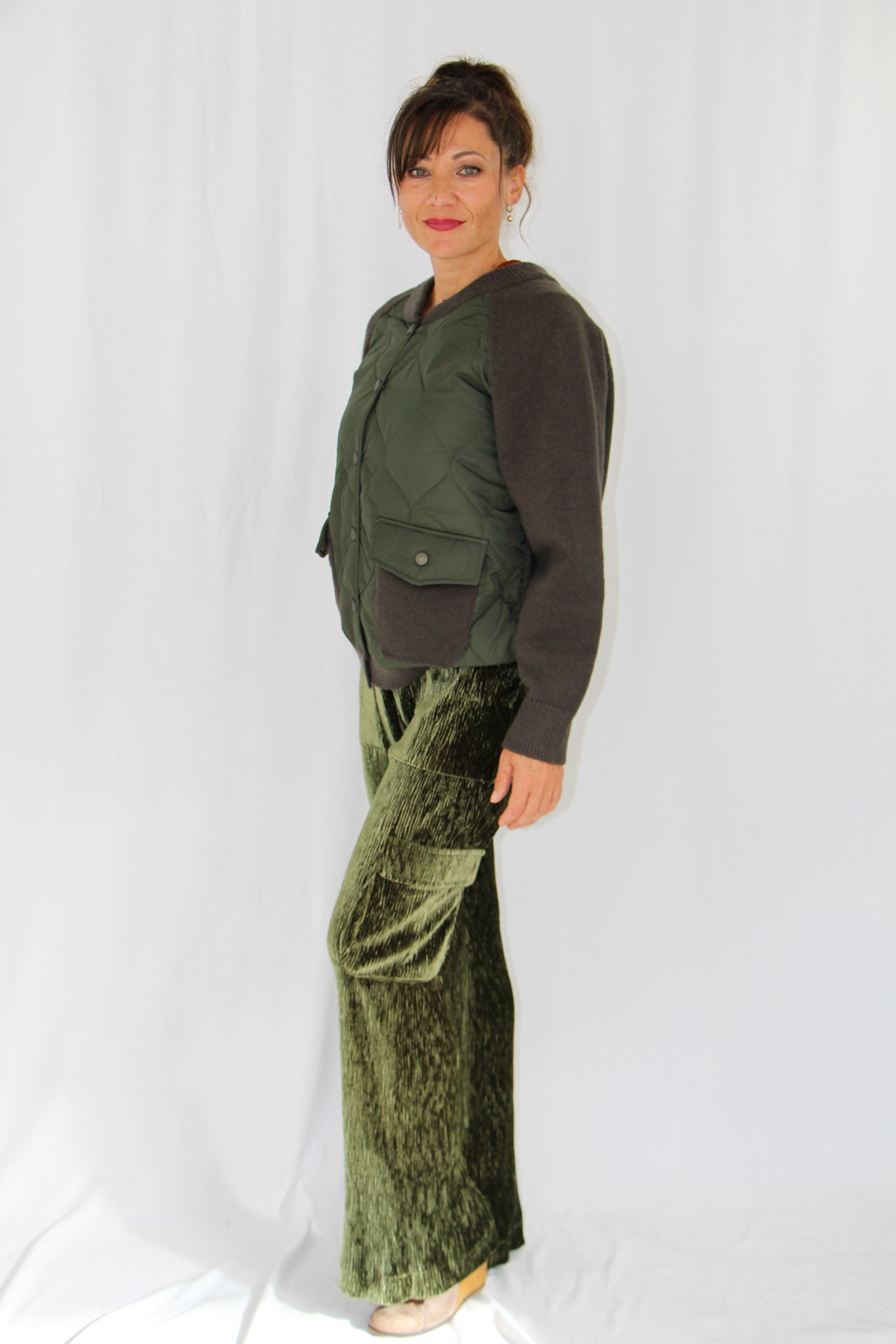 NKN Bottle Green Velvet Pants