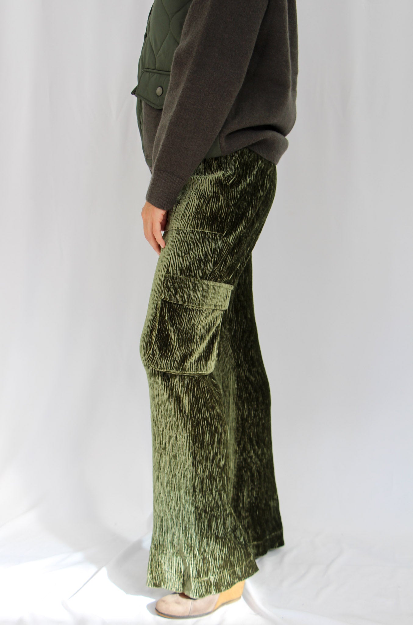 NKN Bottle Green Velvet Pants